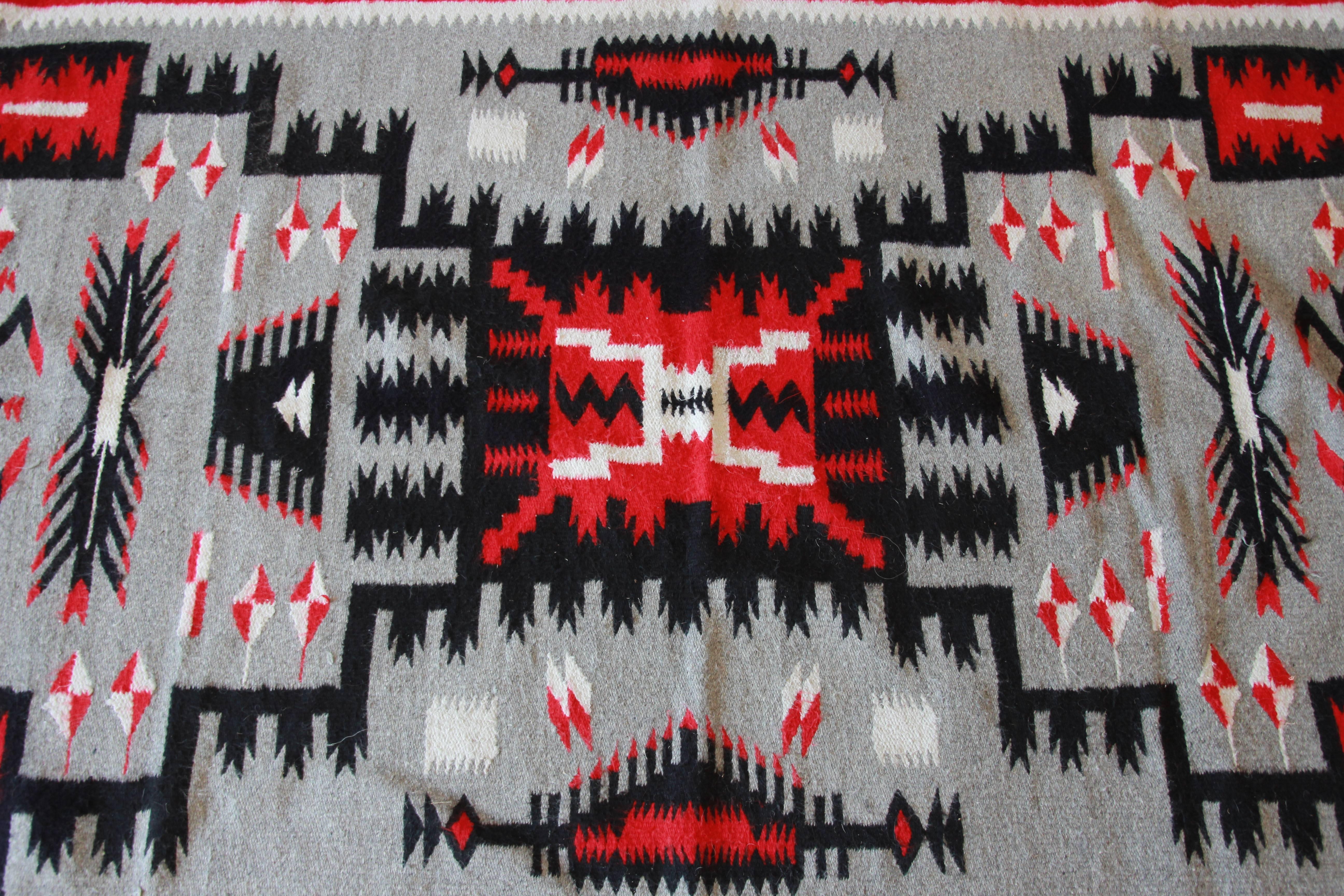 20th Century Vintage Authentic Native American Navajo Wool Rug