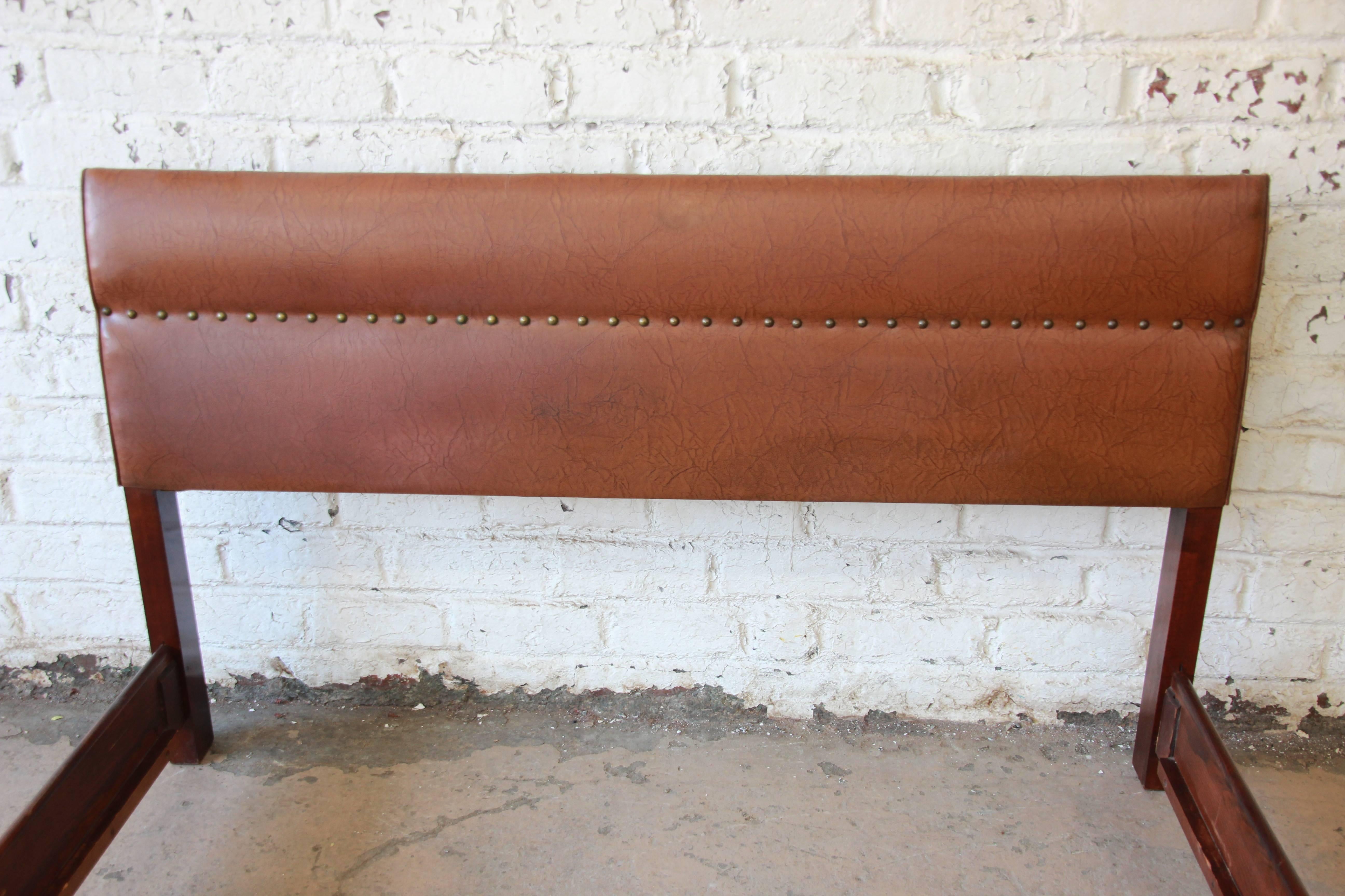 Naugahyde Gilbert Rohde for Herman Miller Art Deco Full Size Bed Frame, 1930s