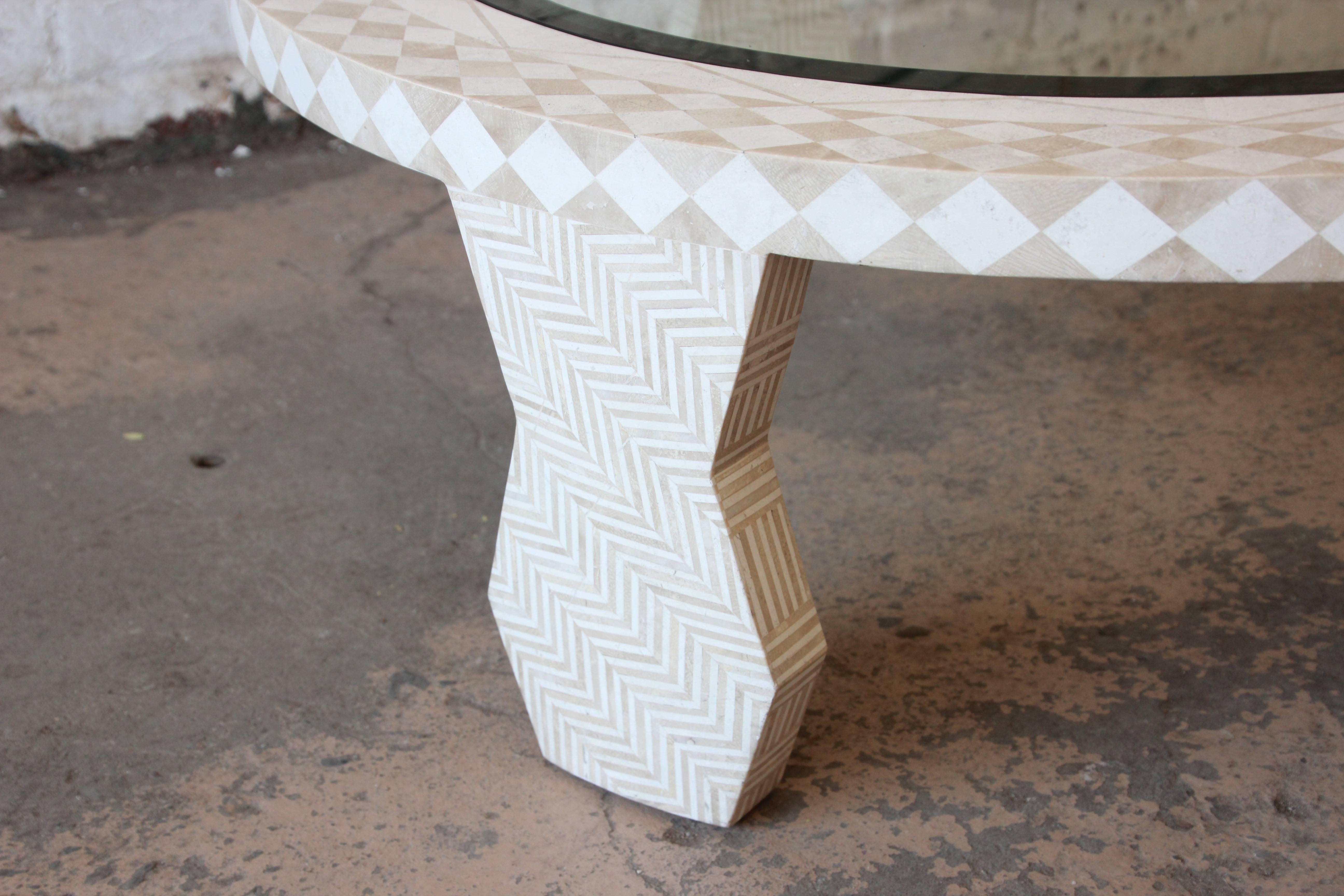 Modern Tavola by Oggetti Tessellated Stone and Glass Mediterranean Style Cocktail Table