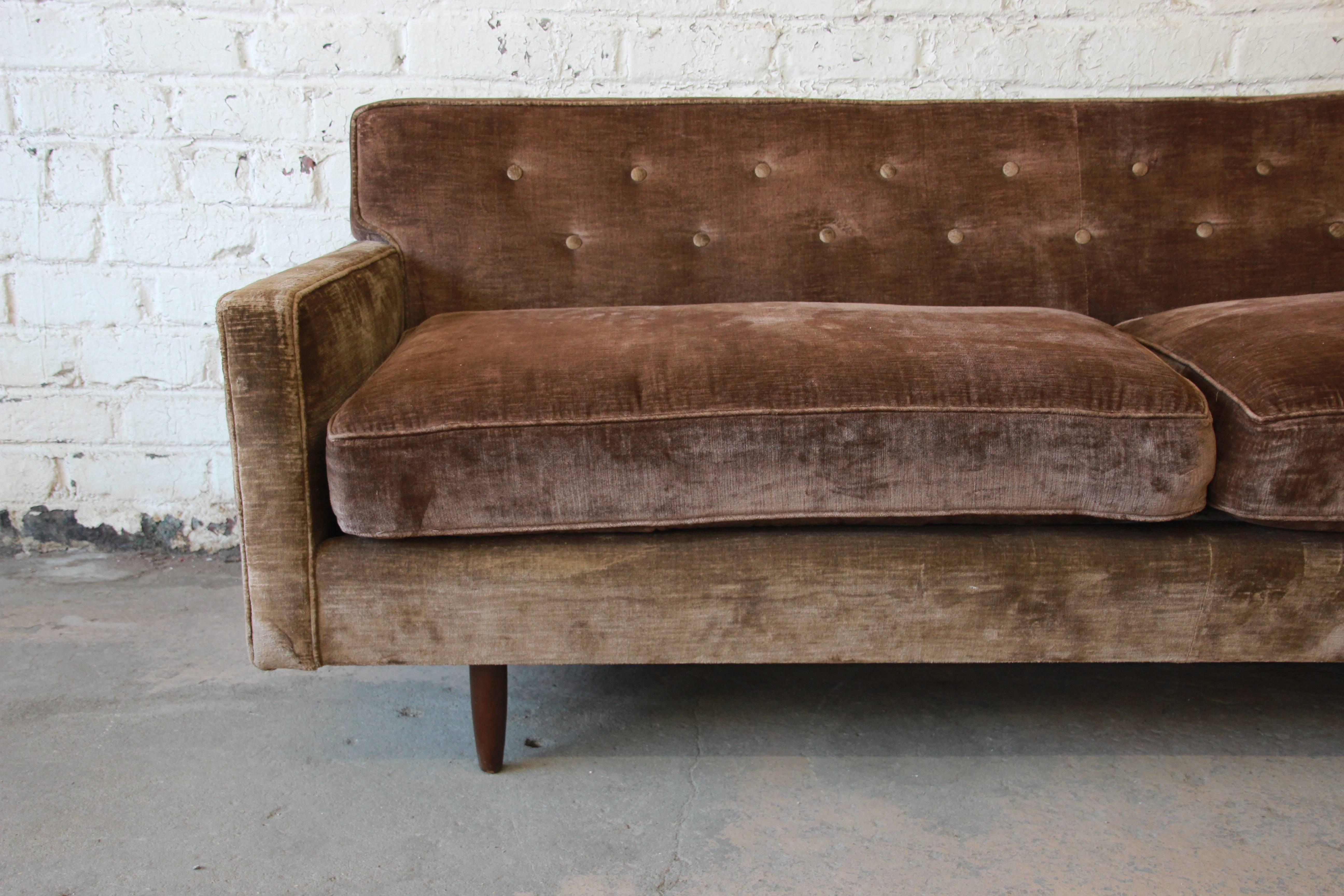 brown velour couch