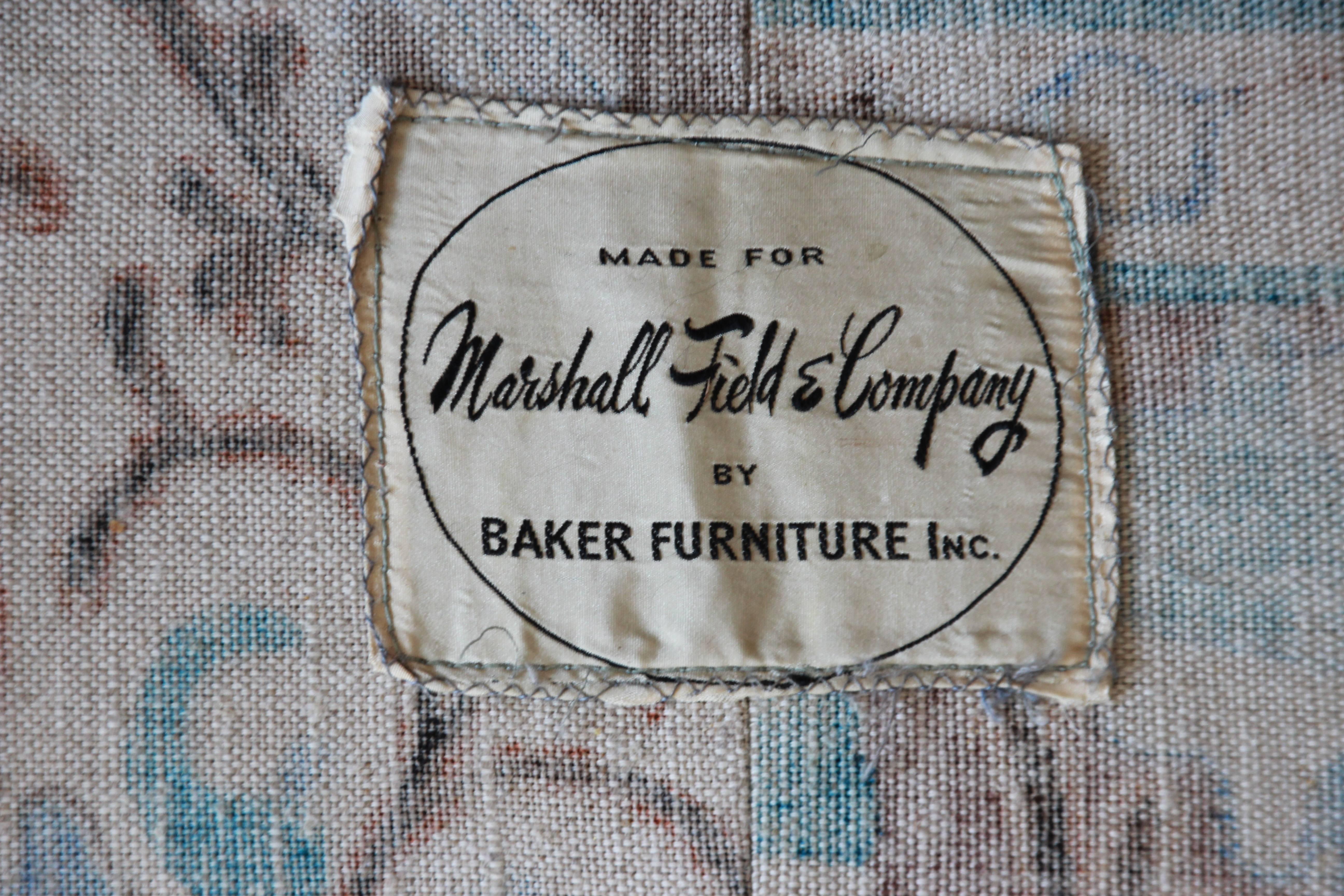 Baker Furniture Midcentury Tufted Brown Velvet Sofa 1