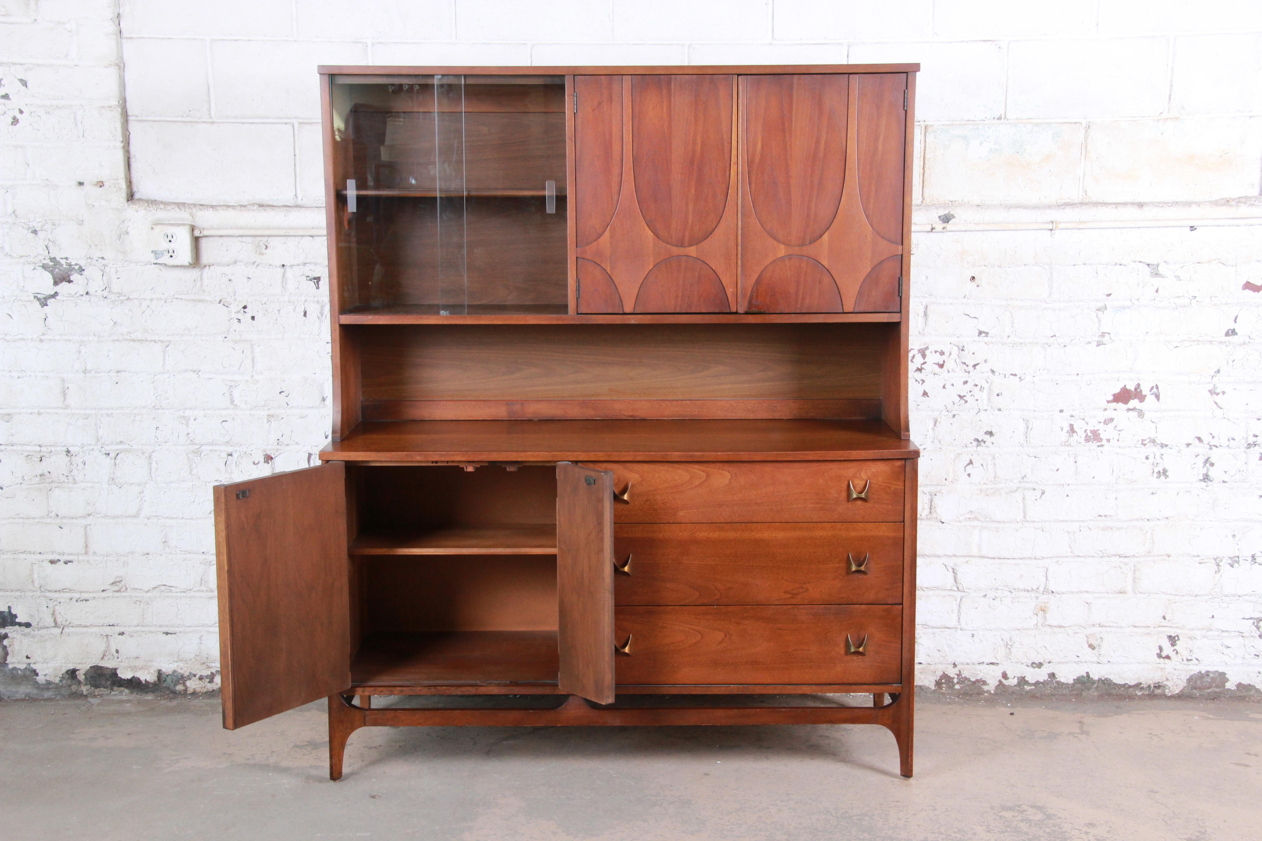 Broyhill Brasilia Mid Century Modern Sculpted Walnut Sideboard