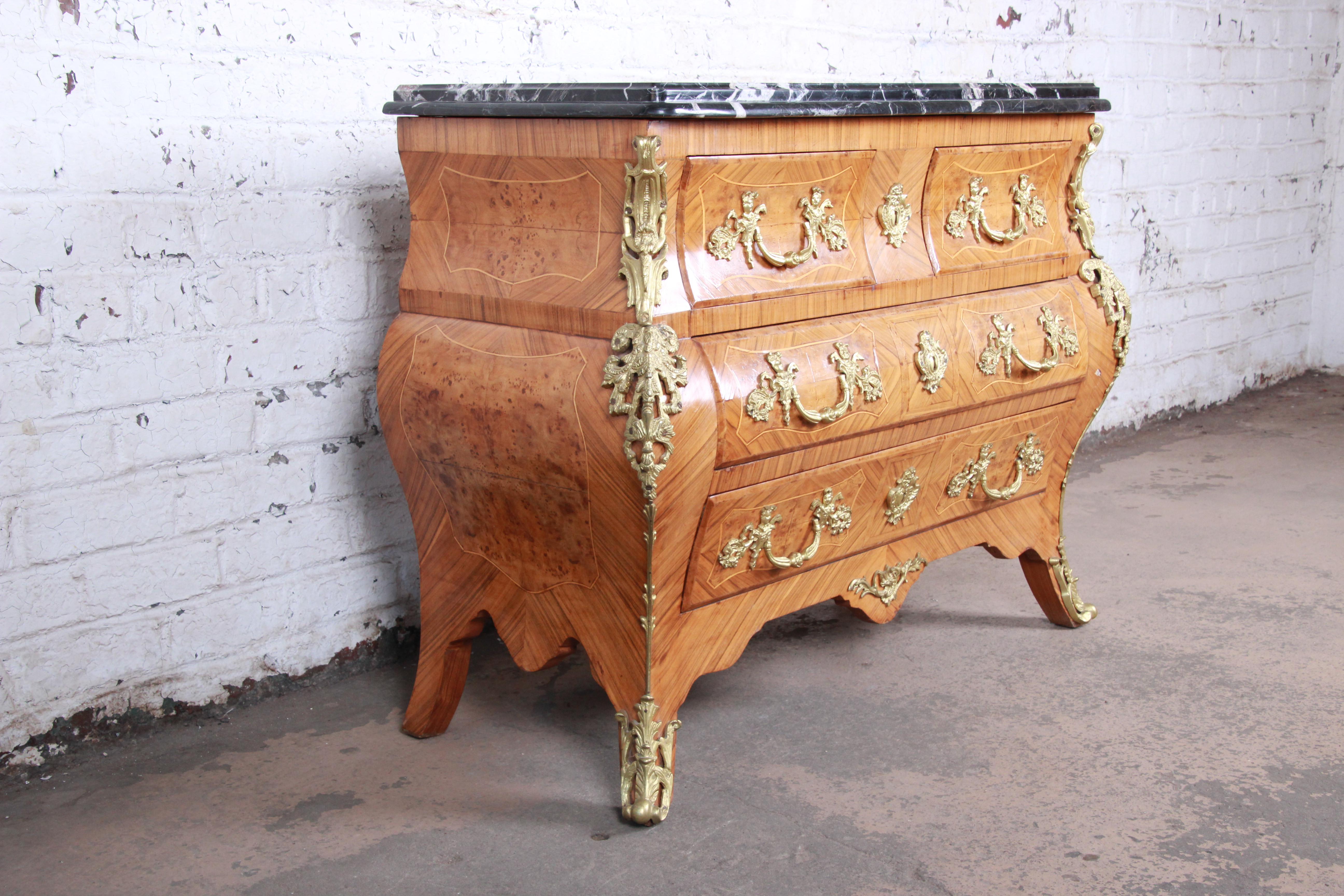 Ornate French Louis Xv Style Inlaid Mahogany Marble Top Bombay Chest At 1stdibs A marble topped bombe dresser. 1stdibs