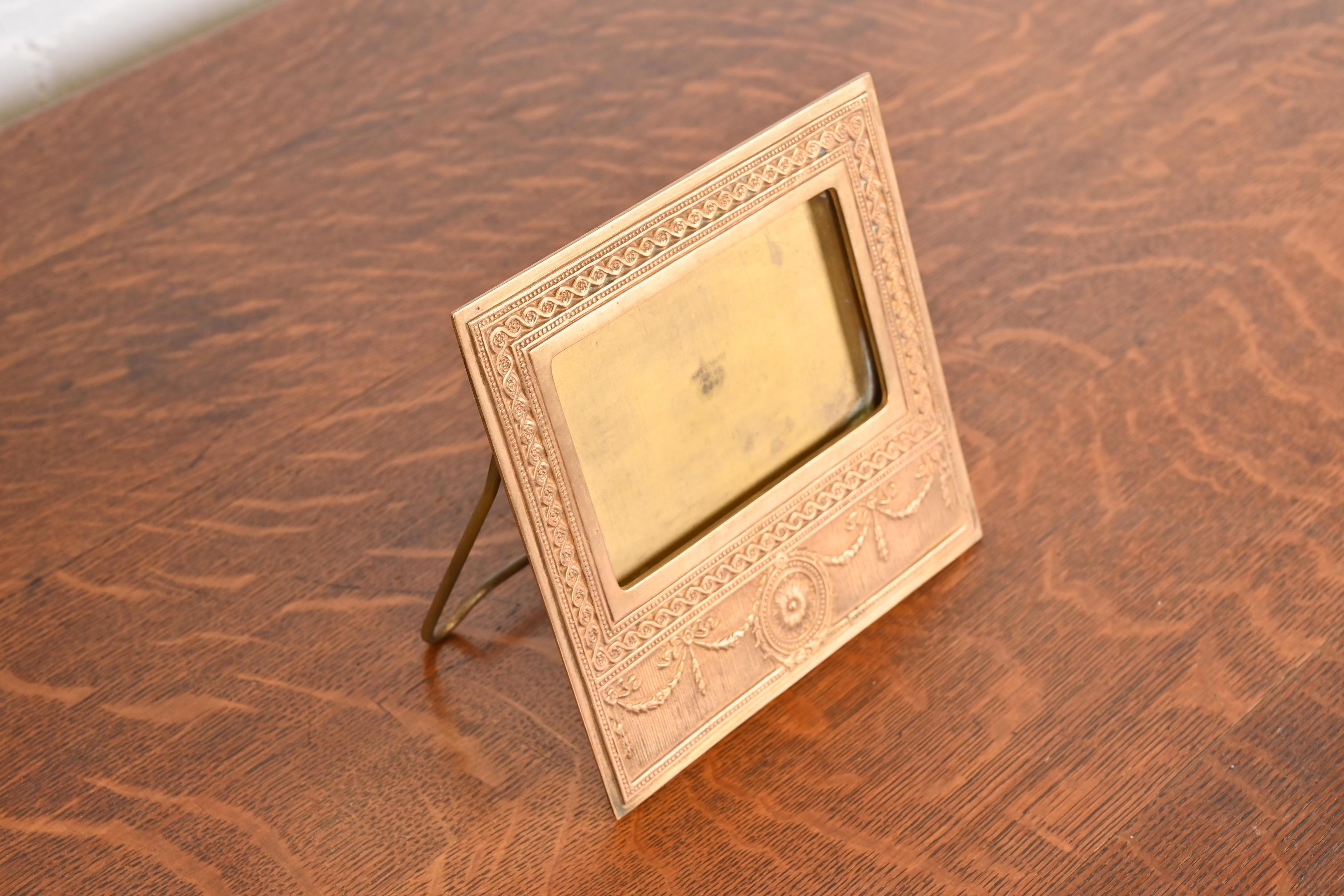 20th Century Tiffany Studios New York Adam Bronze Doré Desk Calendar Frame or Picture Frame For Sale