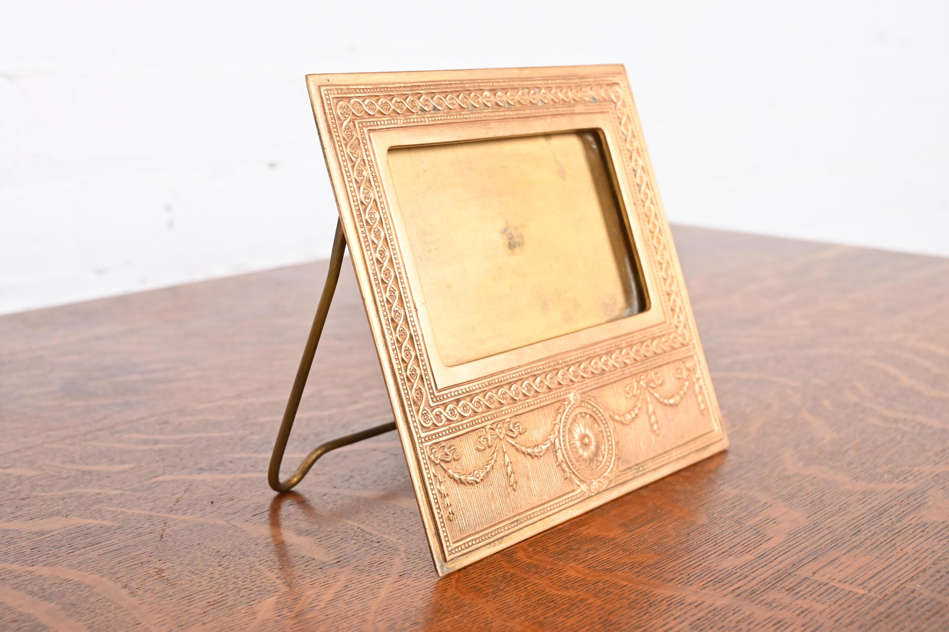 Tiffany Studios New York Adam Bronze Doré Desk Calendar Frame or Picture Frame For Sale 1