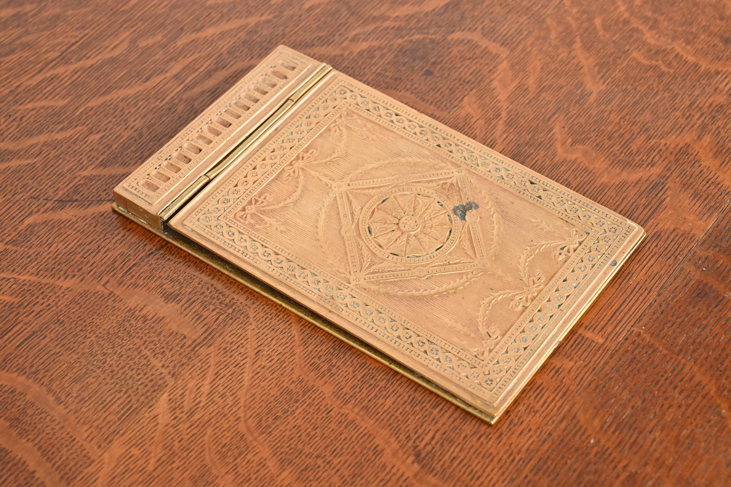 Tiffany Studios New York Adam Bronze Doré Notepad Holder, Circa 1910 For Sale 1