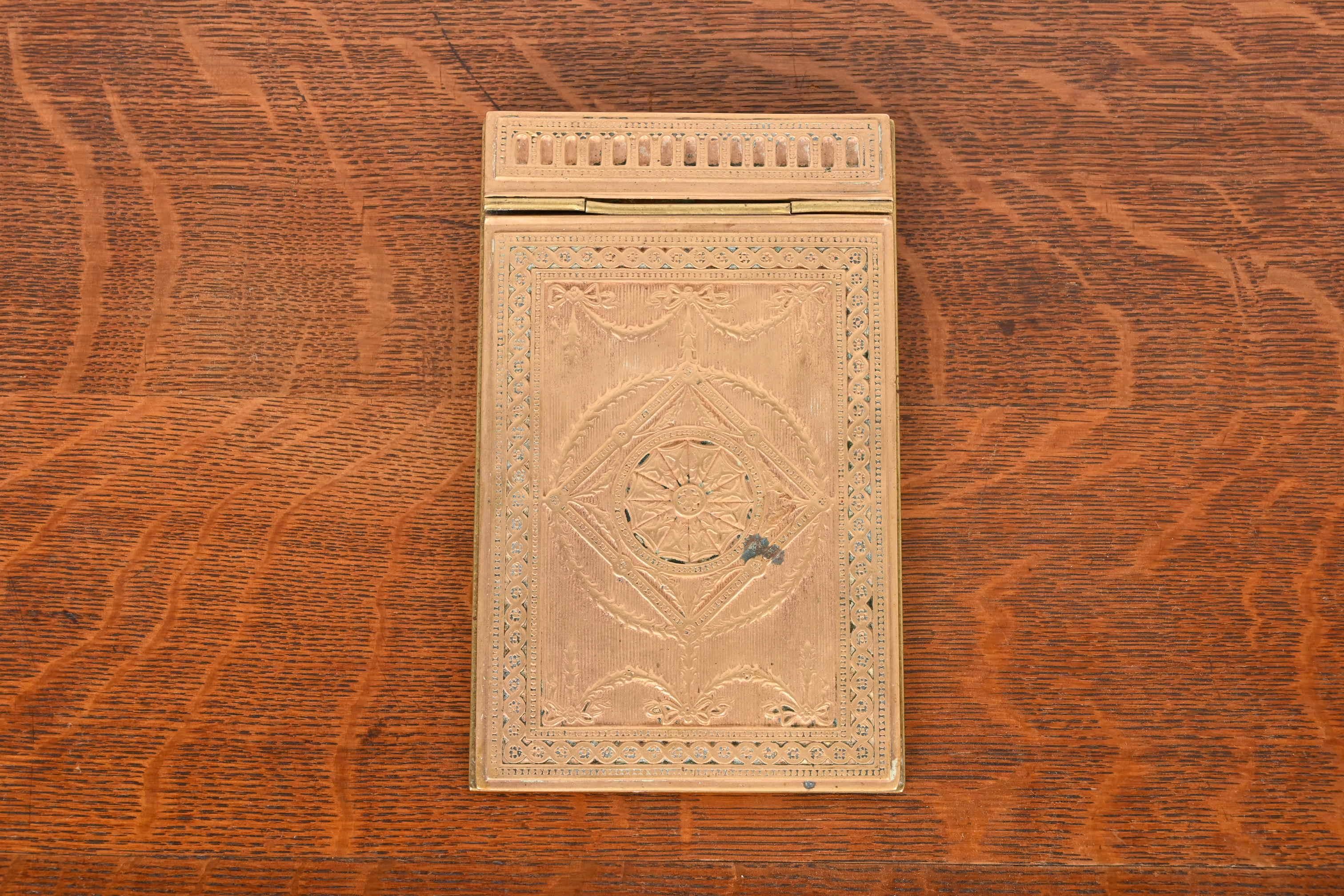 Tiffany Studios New York Adam Bronze Doré Notepad Holder, Circa 1910 For Sale 3
