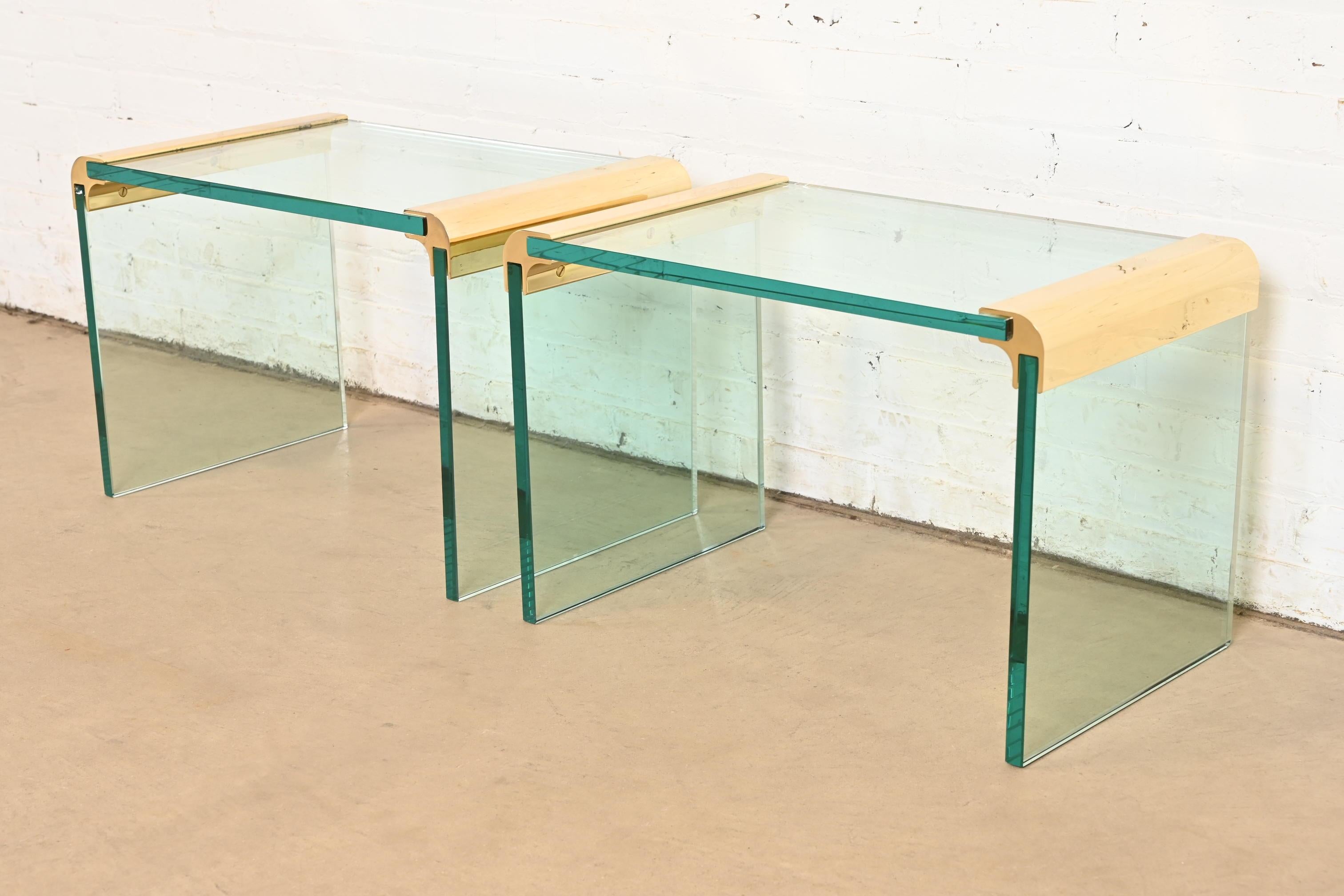 Brass Leon Rosen for Pace Collection Mid-Century Modern Hollywood Regency Side Tables For Sale