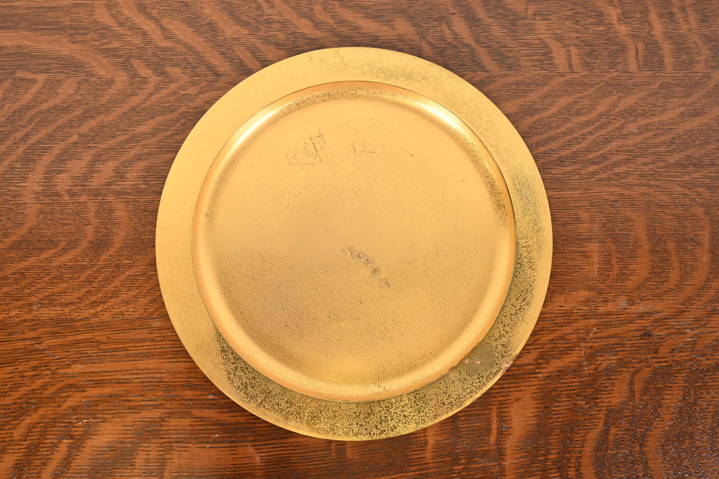 Tiffany Studios New York Bronze Doré Großer Teller oder Charger (Arts and Crafts) im Angebot