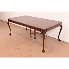 Romweber Style Chippendale Carved Mahogany Extension Dining Table, Refinished