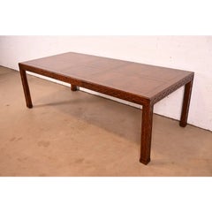 Henredon Esstisch im Mid-Century-Modern-Stil im Hollywood-Regency-Design aus Eiche und Wurzelholz