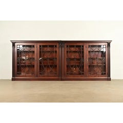 R. J. Horner Style Antique American Empire Carved Mahogany Quadruple Bookcase