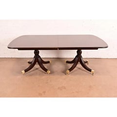 Smith & Watson Regency Banded Mahogany Double Pedestal Extension Dining Table