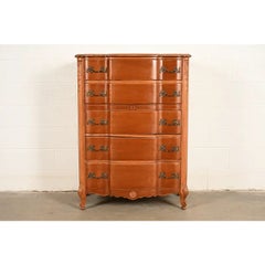 Kent Coffey French Provincial Louis XV Carved Cherry Wood Highboy Dresser
