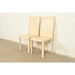 Mario Bellini Style Italian Modern Cream Side Chairs or Dining Chairs, Pair