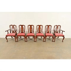 Henkel Harris Queen Anne Solid Cherry Wood Dining Chairs, Set of Six