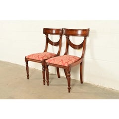 Baker Furniture Style English Regency Carved Mahogany Side Chairs