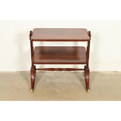 Baker Furniture Regency Banded Flame Mahogany Two-Tier Tea Table