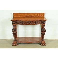 R. J. Horner Style Antique Victorian Carved Oak Sideboard, Circa 1890s
