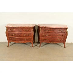 Paul Sormani Style French Provincial Louis XV Kingwood Commodes  Pair
