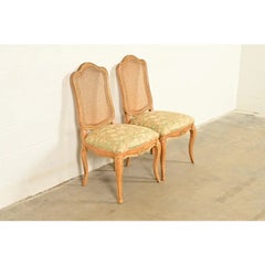 John Stuart French Provincial Louis XV Carved Oak Side Chairs  Pair