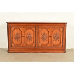 Henredon French Regency Louis XVI Carved Walnut Sideboard Credenza, Circa 1960s