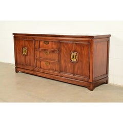 Thomasville Hollywood Regency Chinoiserie Walnut Dresser, Circa 1970s