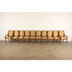 Karges French Regency Louis XVI Walnut and Gold Gilt Dining Chairs  Set of Ten