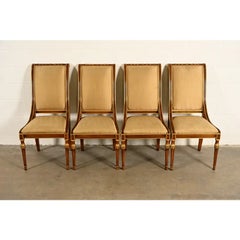 Karges French Regency Louis XVI Carved Walnut Dining Chairs  Set of Four