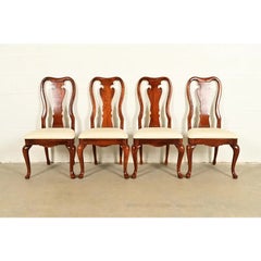 Thomasville Queen Anne Carved Solid Mahogany Dining Chairs  Set of Four