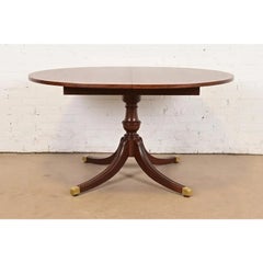 Baker Furniture Style Georgian Pedestal Extension Dining Table, Newly Refinished