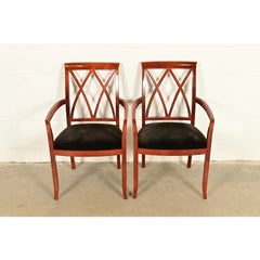 Bernhardt Regency Carved Mahogany Armchairs  Pair