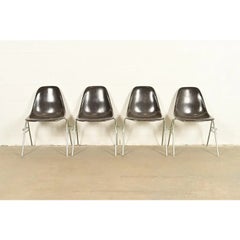 Charles & Ray Eames DSS Seal Brown Stacking Shell Chairs  Set of Four
