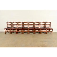 L. & J. G. Stickley Mission Oak Arts & Crafts Dining Chairs Set of Eight