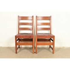 L. & J. G. Stickley Antique Mission Oak Arts & Crafts Side Chairs Pair