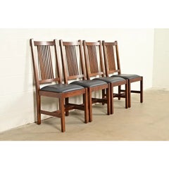 Stickley Mission Oak Arts & Crafts Spindle Back Dining Chairs  Set of Four