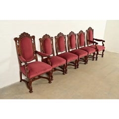 R. J. Horner Style Antique Renaissance Revival Walnut Dining Chairs  Set of Six