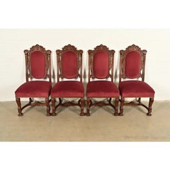 R. J. Horner Style Renaissance Revival Walnut Dining Chairs  Set of Four