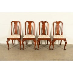 Henkel Harris Queen Anne Solid Cherry Wood Dining Chairs  Set of Four ID-327328