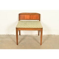 Art Deco Carved Walnut Vanity Stool  Circa 1920s