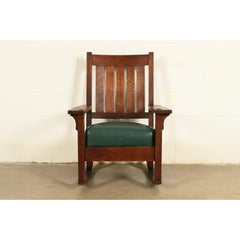 Gustav Stickley Antique Mission Oak Arts & Crafts Rocking Chair  Circa 1910