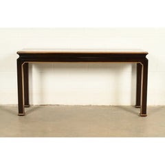Henredon Hollywood Regency Chinoiserie Mahogany Console Table  Circa 1980s