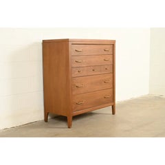 Broyhill Mid-Century Modern Sculpted Walnut Highboy Dresser, Circa 1960s