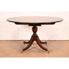 Stickley Georgian Mahogany Pedestal Extension Dining Table, Newly Refinished