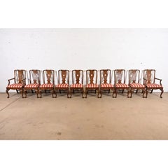 Henredon Chippendale Carved Mahogany Dining Chairs, Set of Ten