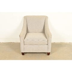 Baker Furniture Style Contemporary Upholstered Barrel Arm Lounge Chair