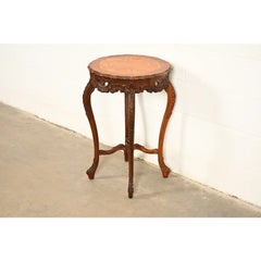 Romweber Style French Provincial Louis XV Carved Walnut Side Table, Circa 1930s