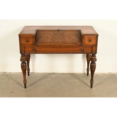 Grand Rapids Chair Co. Antique Victorian Carved Walnut Writing Desk, Circa 1930s