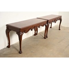 Baker Furniture Georgian Carved Mahogany Consoles, Newly Refinished