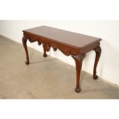 Baker Furniture Georgian Carved Mahogany Console or Sofa Table, Newly Refinished